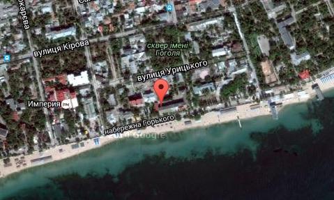 вид сверху на пляж санатория ударник в Евпатории (Крым)